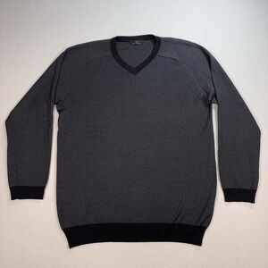 St Michael Marks & Spencer 100% Silk Sweater Men's‎ L Gray V-Neck